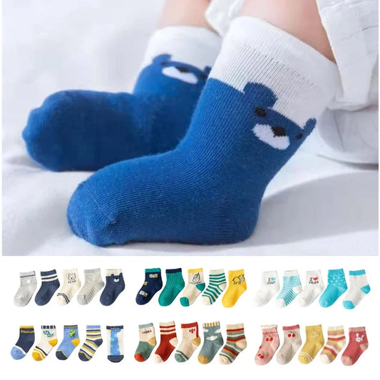 5 paires de chaussettes en coton pour bébé fille et garçon