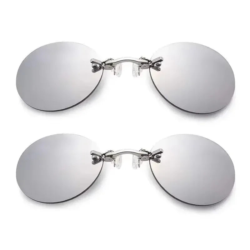 Men's Round Rimless Mini Clip On Nose Glasses