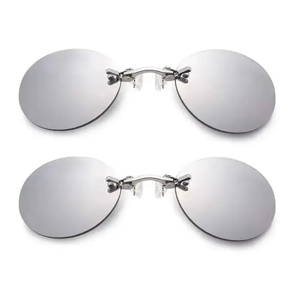 Men's Round Rimless Mini Clip On Nose Glasses