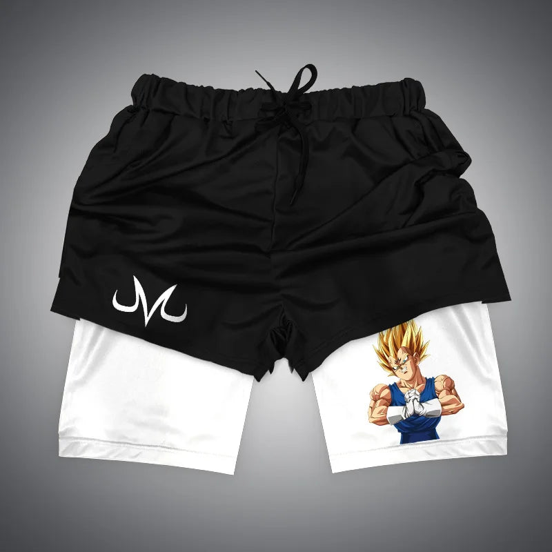 Gym-Shorts mit Dragon Ball &amp; One Piece-Anime-Print