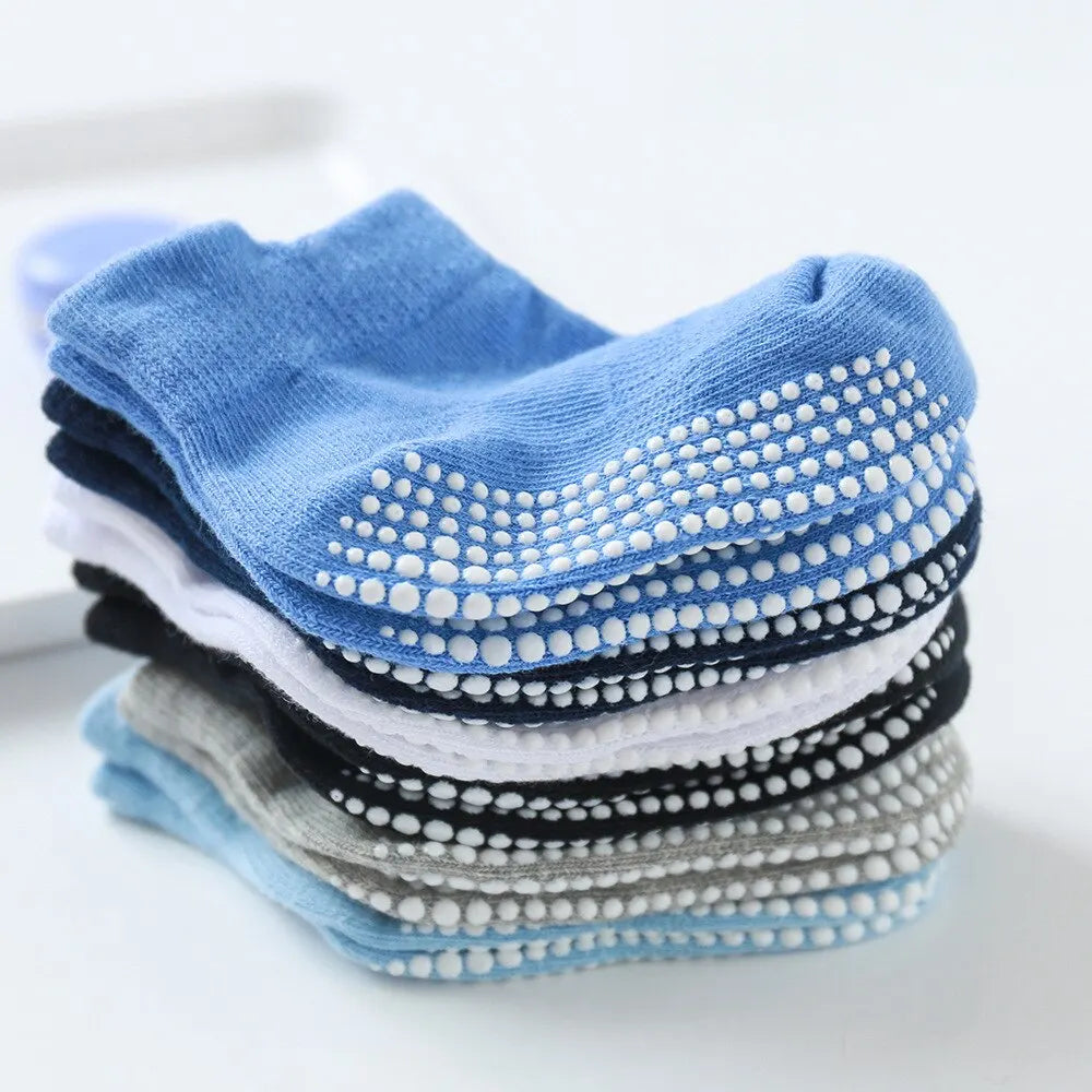 Chaussettes bateau antidérapantes en coton pour bébé, 6 paires/lot, pour garçons et filles