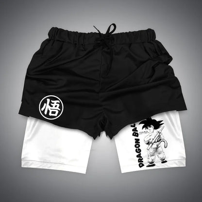 Gym-Shorts mit Dragon Ball &amp; One Piece-Anime-Print