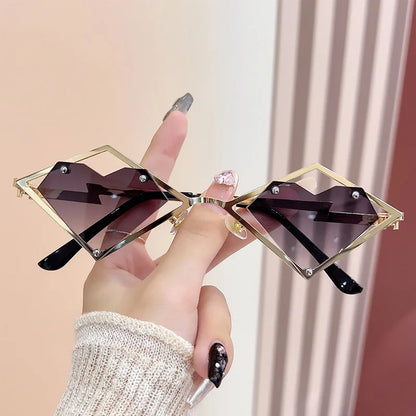 Women's Metal Frame Rimless Heart Sunglasses