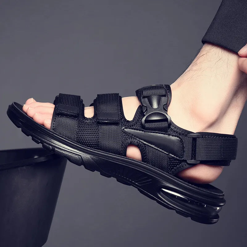 Men Leather Sandals - Black Men Shoes