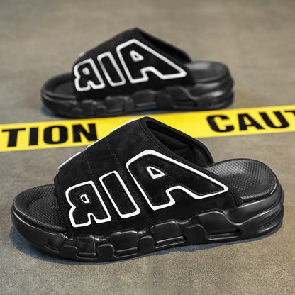 Platform Slides Cool Black Slide Cartoon Pattern Slippers