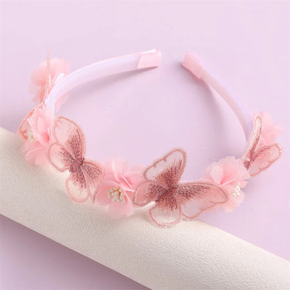 Serre-têtes faits main pour fille, avec perles, plumes, papillons et fleurs