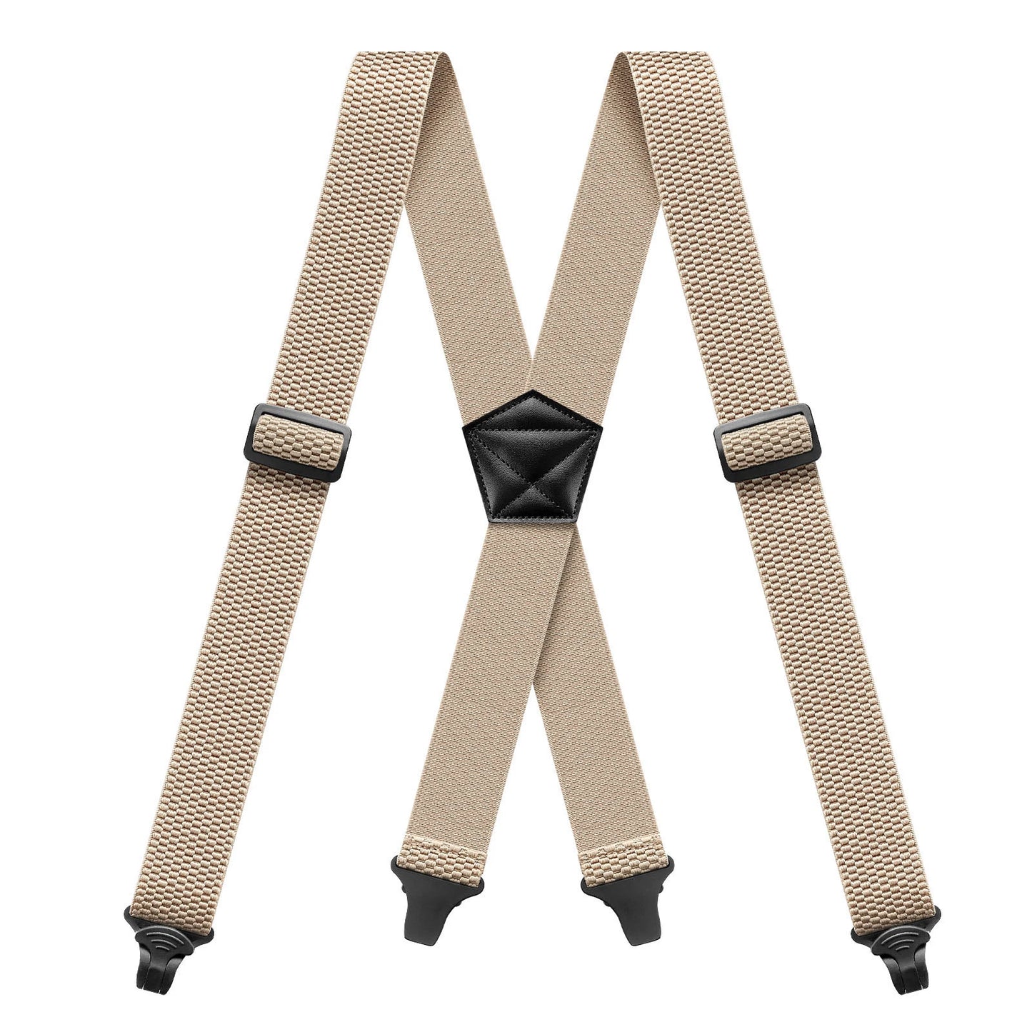 Heavy Duty Men’s Suspenders 3.8cm Wide X-Back Work Braces with 4 Strong Plastic Gripper Clasps – Adjustable Elastic Trouser Suspenders