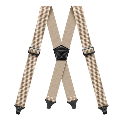 Heavy Duty Men’s Suspenders 3.8cm Wide X-Back Work Braces with 4 Strong Plastic Gripper Clasps – Adjustable Elastic Trouser Suspenders