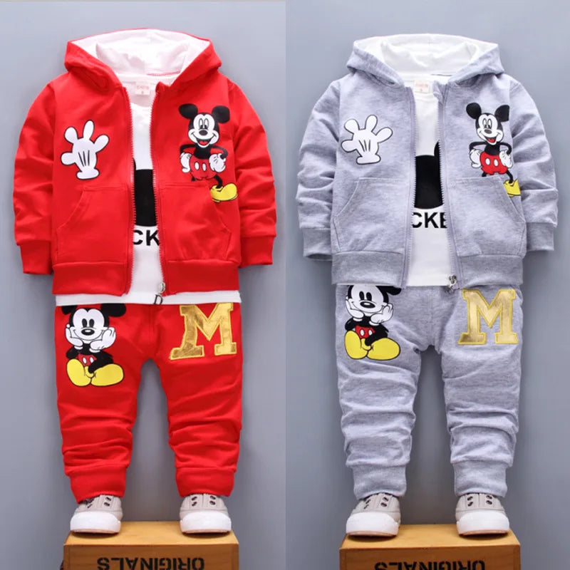 Spring and Autumn New  Boys Clothes Set - Cute Mickey Cotton Hooded Coat set