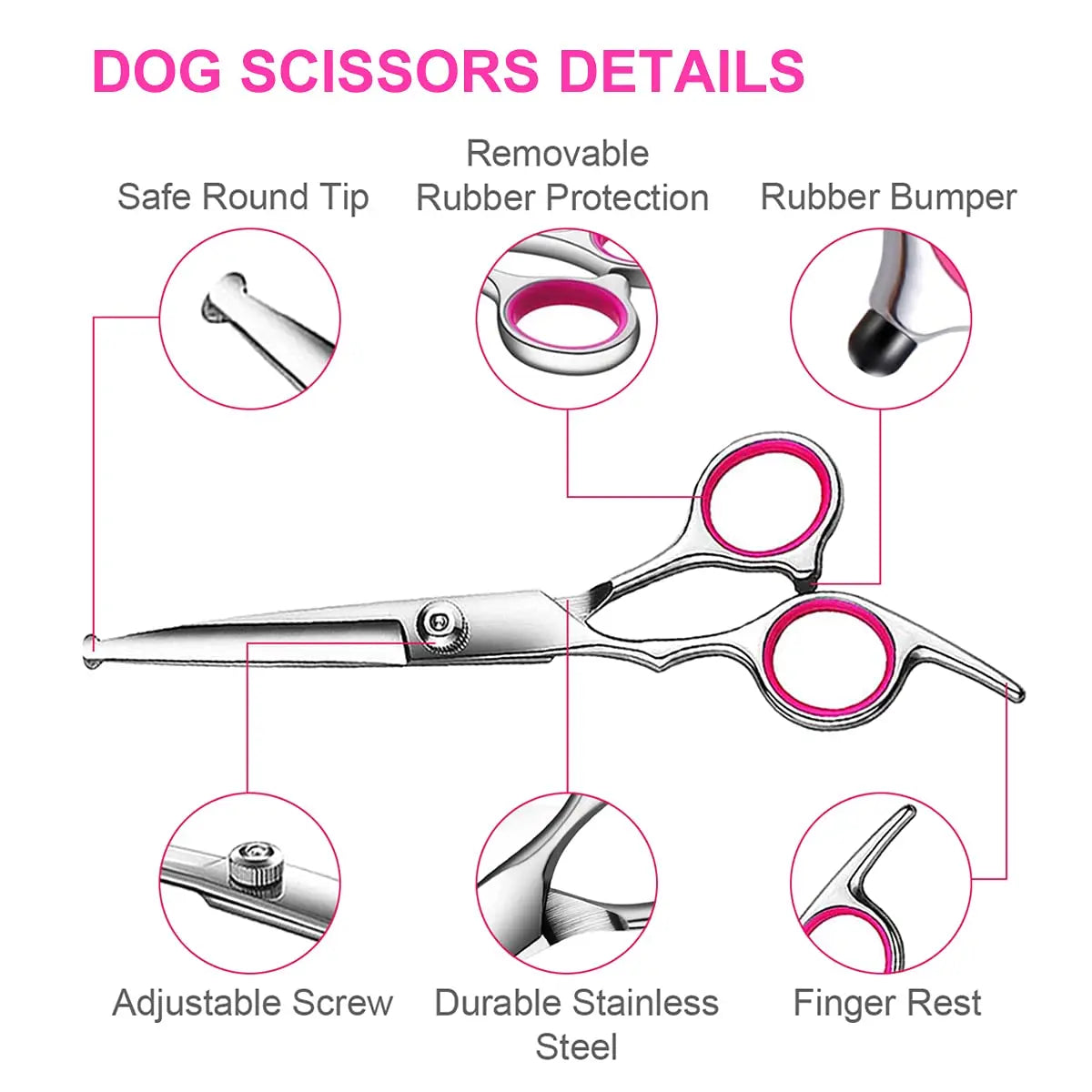 4pcs Dog Grooming Scissors with Safety Round Tip-Stainless Steel Set