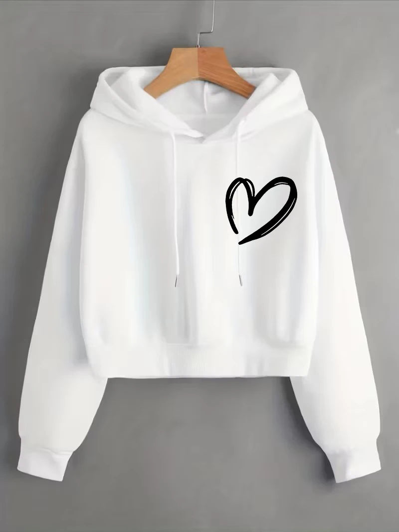 Sweat à capuche polaire imprimé cœur pour l'hiver