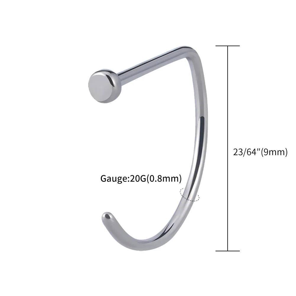 5PCS 20G Titanium Open D Shape Nose Ring Hoop
