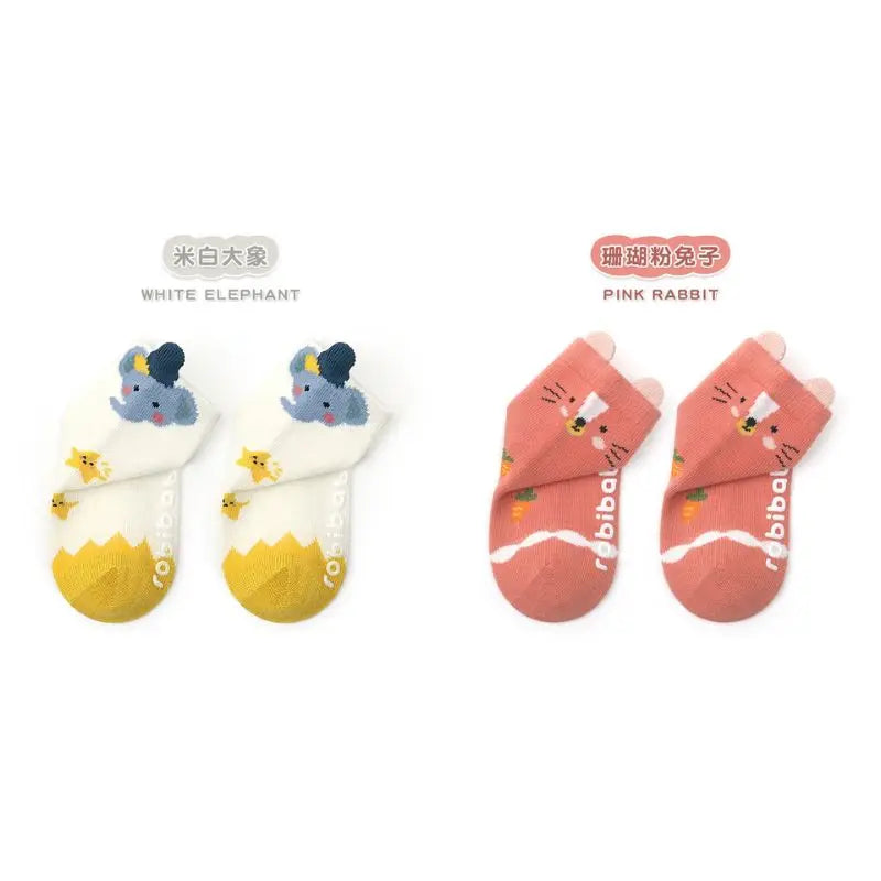 Chaussettes de sol antidérapantes en coton pour bébé, 2 paires, dessin animé, garçon et fille