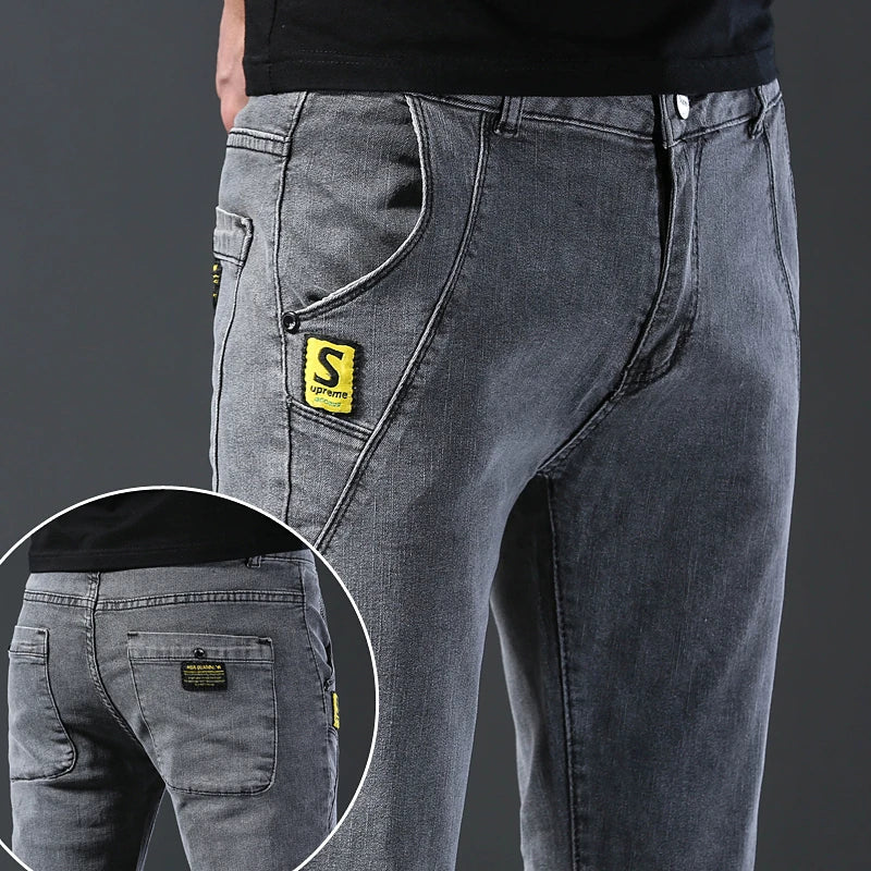 Men Korean Style Middle Waist Jeans