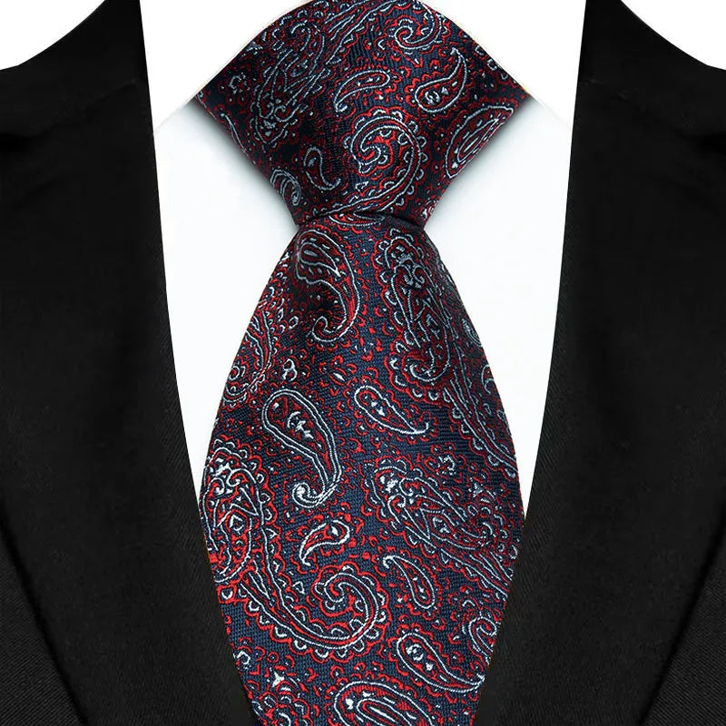 Men's Burgundy Plaid Silk Wedding Tie Set