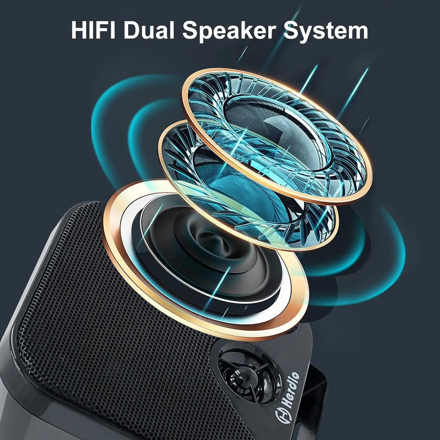 Herdio 4-inch waterproof speaker side view.