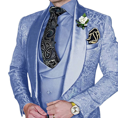 High-Quality Jacquard Men's 3-Piece Suit Set