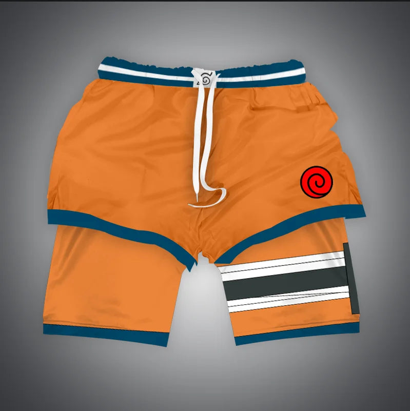 Gym-Shorts mit Dragon Ball &amp; One Piece-Anime-Print