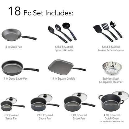 18 Piece Non-stick Cookware Set