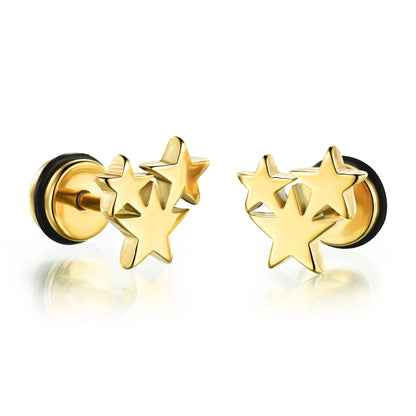 Boucles d'oreilles gothiques punk en acier inoxydable pour hommes et femmes – Petit squelette à géométrie rocheuse avec zircon