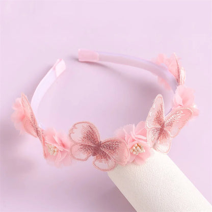 Serre-têtes faits main pour fille, avec perles, plumes, papillons et fleurs