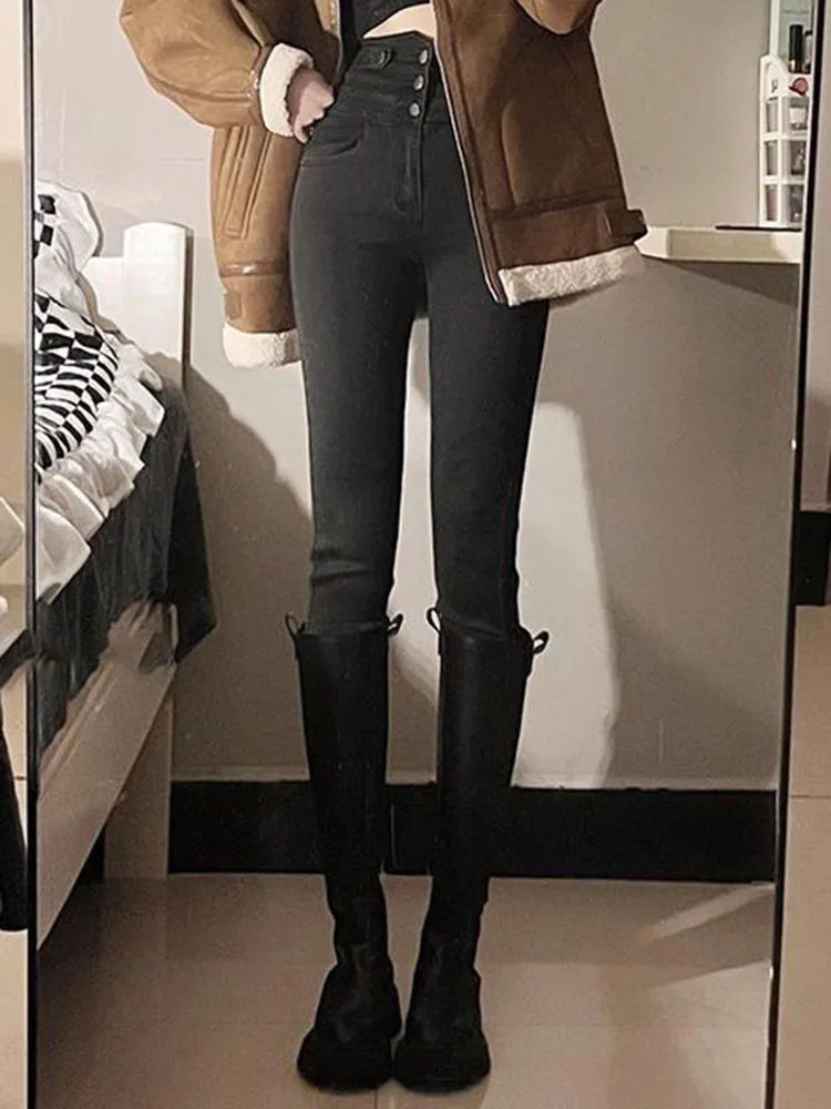 Röhrenjeans mit hoher Taille für Damen – Streetwear-Denim-Hosen
