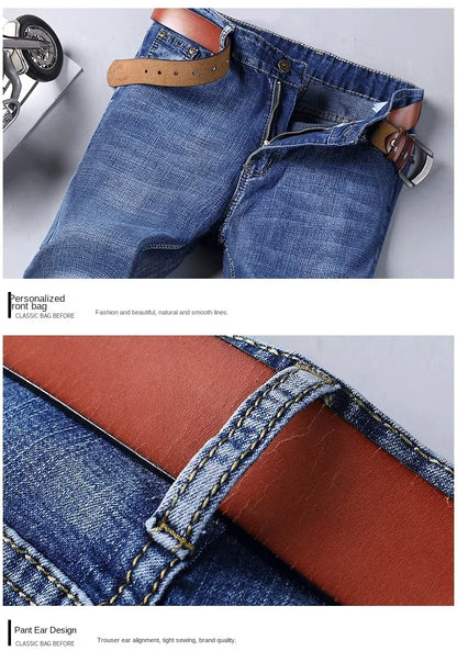 Men's Smart Straight Regular Blue Stretch Denim Jeans