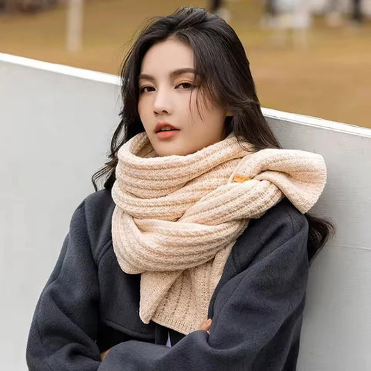 Damen Winter-Wollschals einfarbig gestrickt