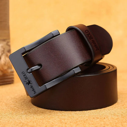 Ceinture à boucle en cuir véritable pour hommes