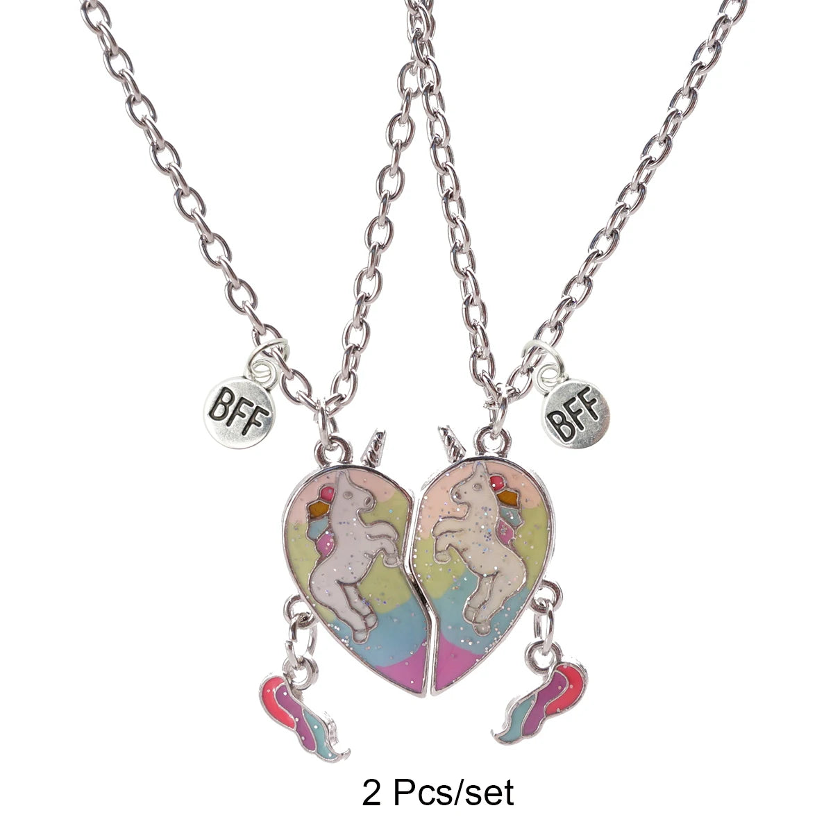 2 herzförmige Magnet-Panda-Halsketten