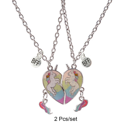 2 herzförmige Magnet-Panda-Halsketten