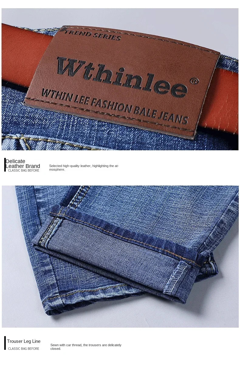 Men's Smart Straight Regular Blue Stretch Denim Jeans