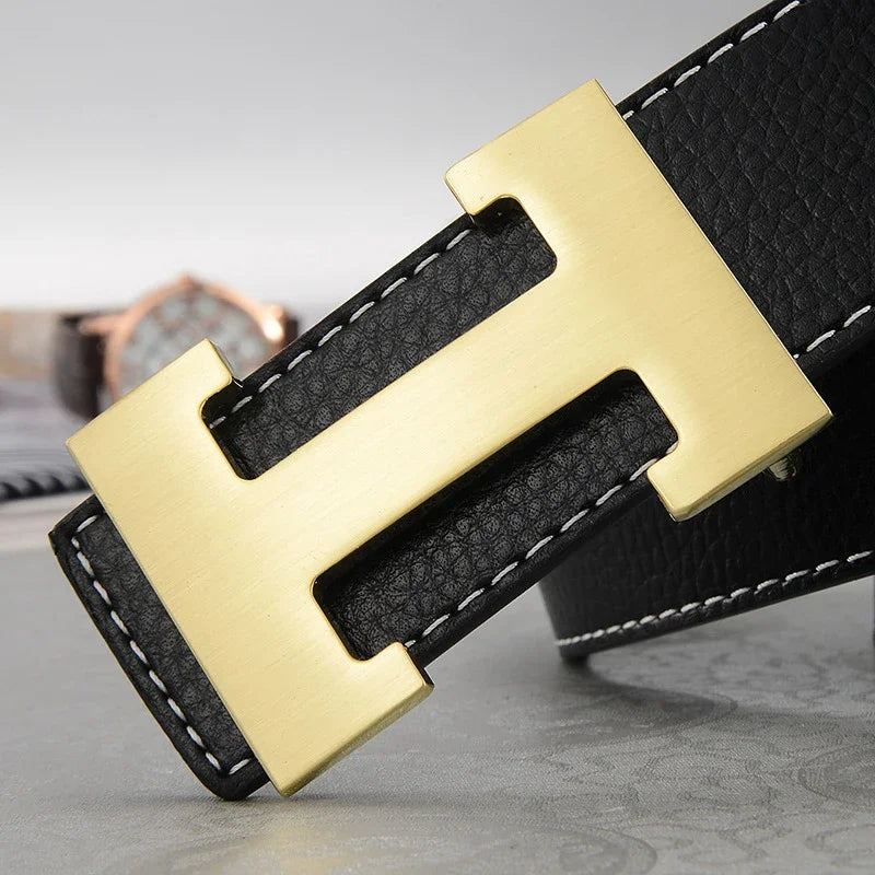 Men's Lightwieght Metal Smooth Genuine Leather Belts
