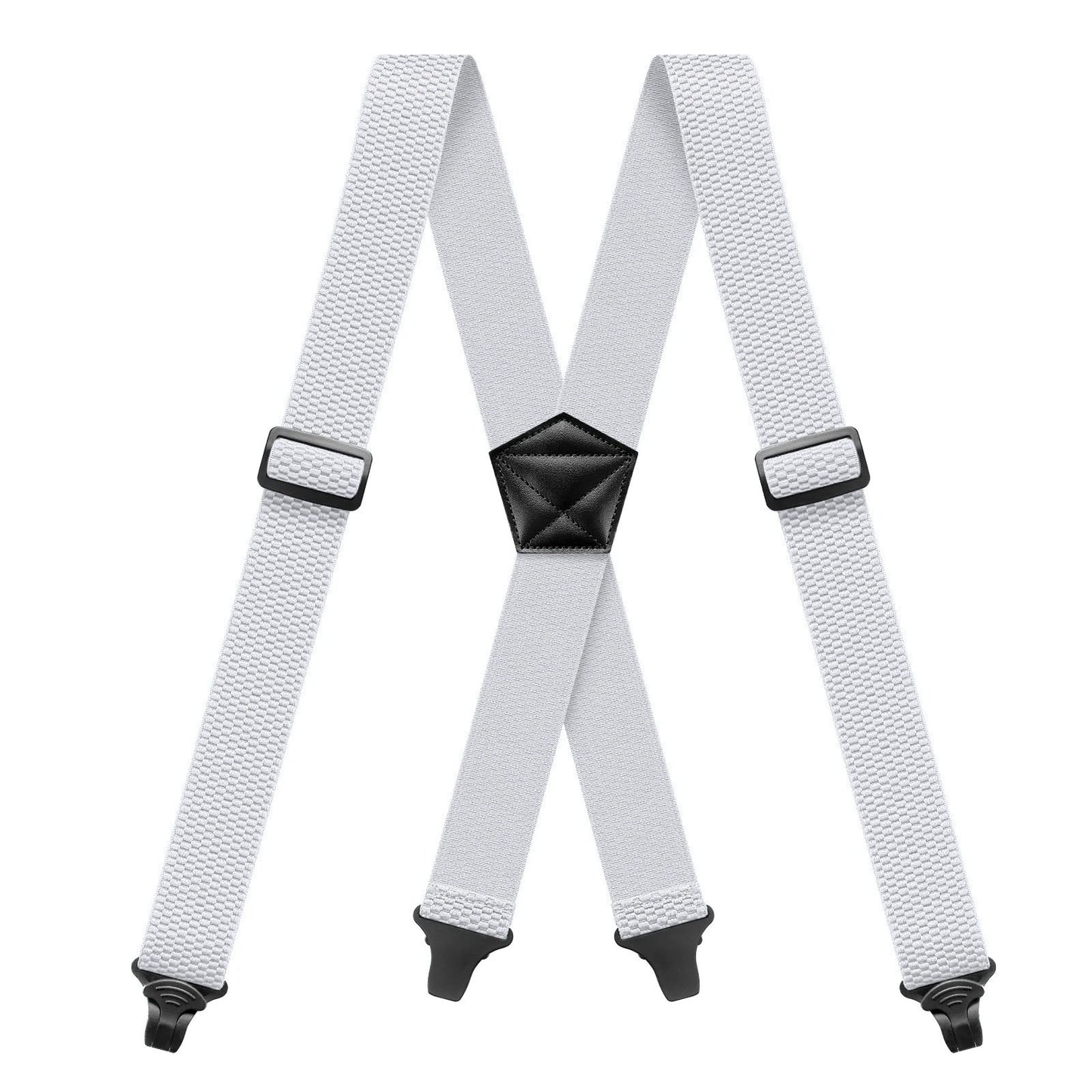Heavy Duty Men’s Suspenders 3.8cm Wide X-Back Work Braces with 4 Strong Plastic Gripper Clasps – Adjustable Elastic Trouser Suspenders
