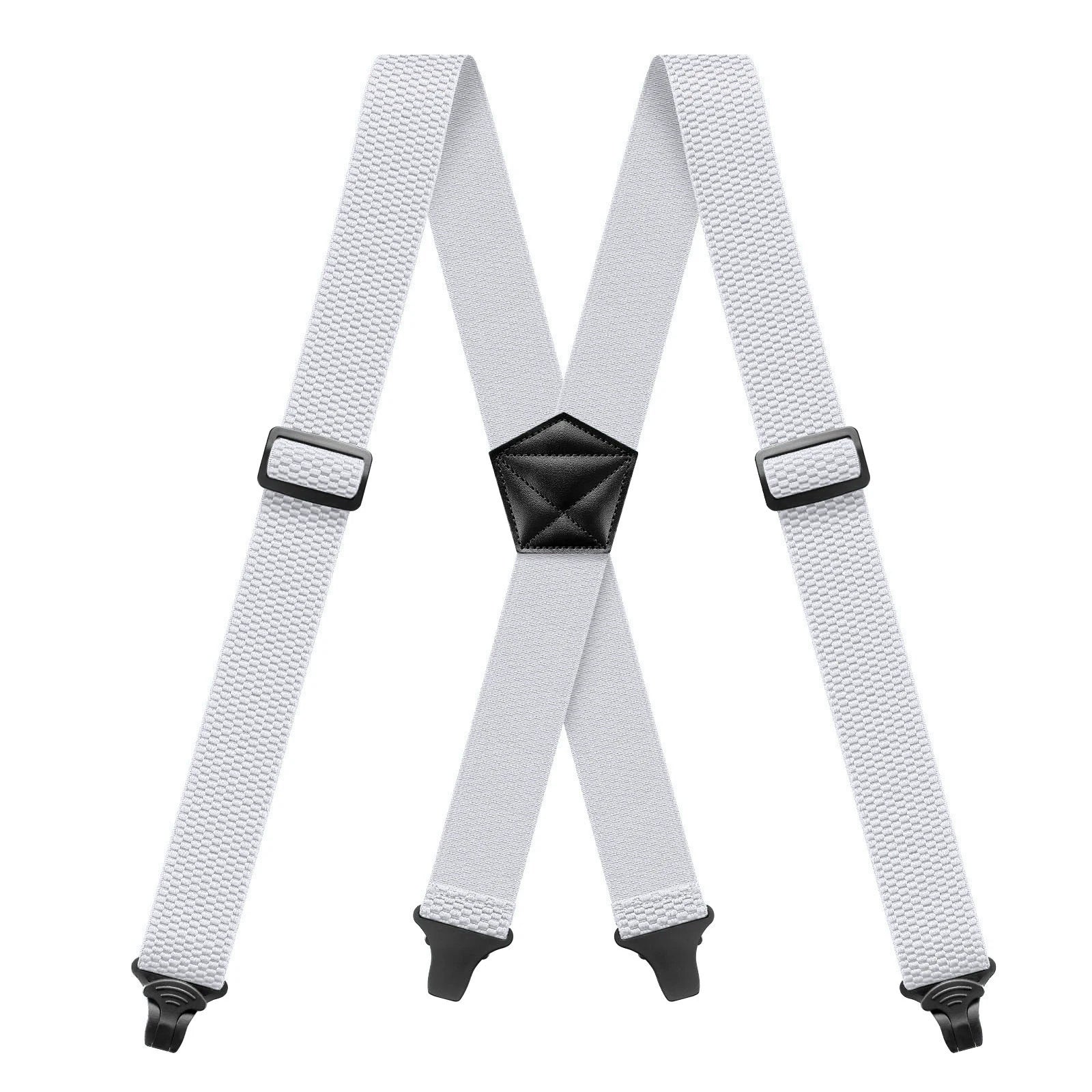 Heavy Duty Men’s Suspenders 3.8cm Wide X-Back Work Braces with 4 Strong Plastic Gripper Clasps – Adjustable Elastic Trouser Suspenders