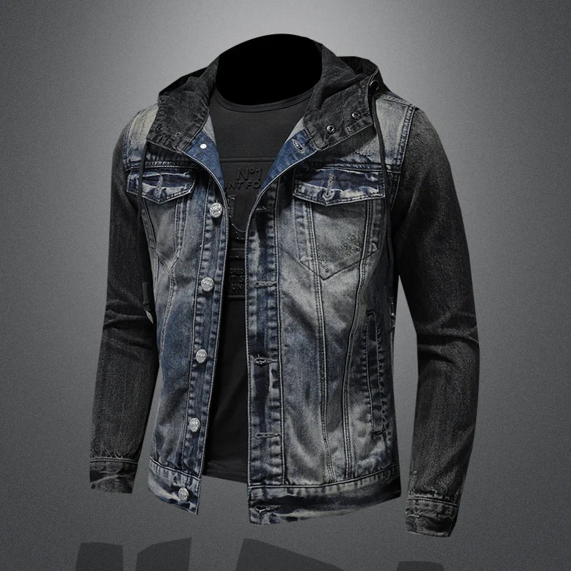 Veste en jean tendance avec graffiti pour homme