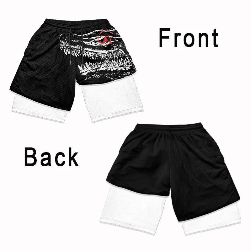 Berserk Print 2-in-1 Gym Shorts for Men