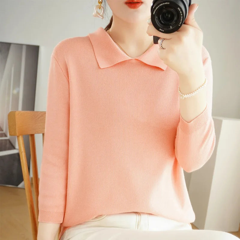 Cashmere Blend Polo Collar Sweater