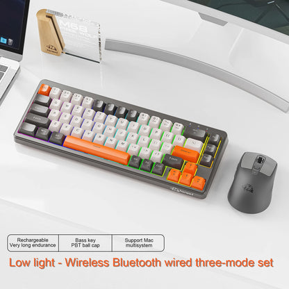 Kabellose mechanische Tastatur, Bluetooth, Dualmodus, Hot-Swap-fähig, Mini, 68 Tasten, roter Schalter, für PC, PS4, Xbox, iPhone, iPad
