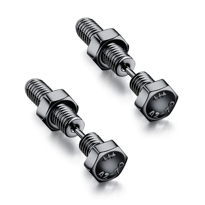 Black Stainless Steel Screw Stud Earrings