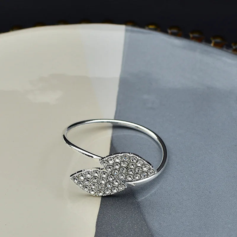 Gold & Silver Leaf Napkin Rings – 12 Pc Metal Napkin Holder