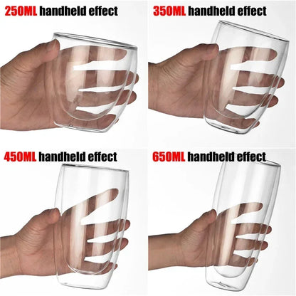 Tasse en verre transparent à double paroi