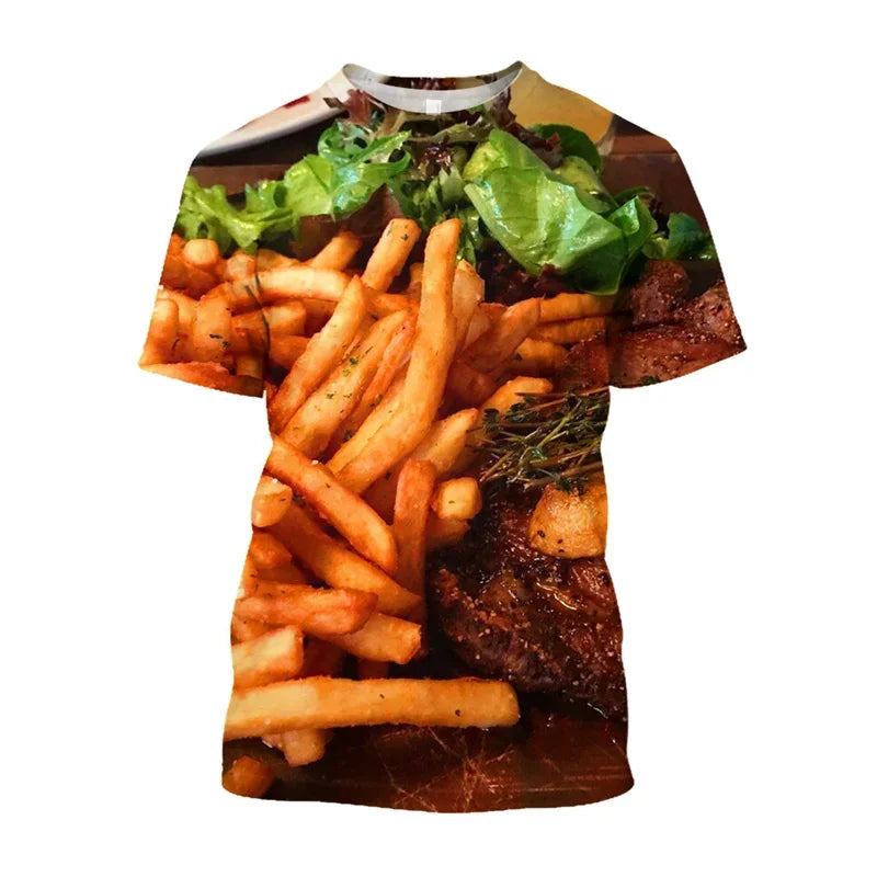 Men's Quick Dry Pasta Pizza 3D Print T Shirt