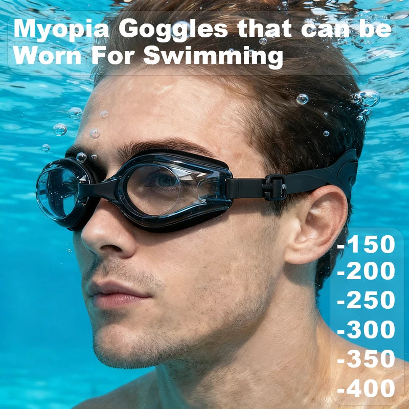 Men's HD Anti Fog Lens Swimming Myopia Glasses
