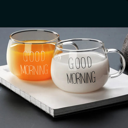 Letter-Printed Transparent Glass Mug