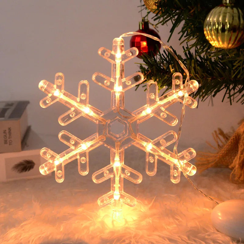 Décoration de fenêtre à LED en forme de cerf et de flocon de neige