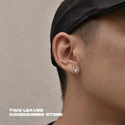 Boucles d'oreilles minimalistes en acier titane pour hommes - Goujons ronds noirs à goutte d'huile