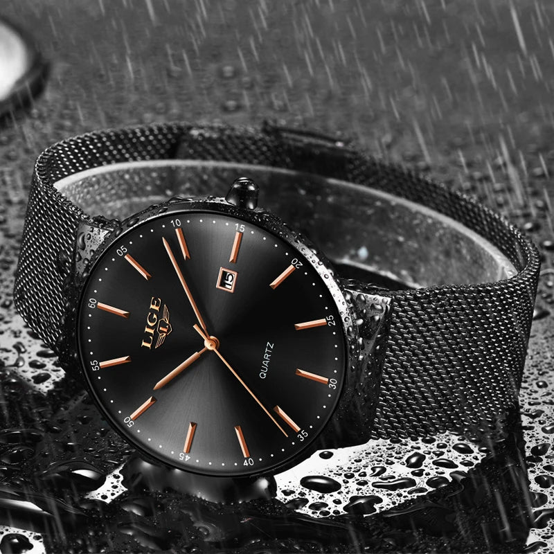 Montre ultra fine – Montre-bracelet à quartz étanche pour homme