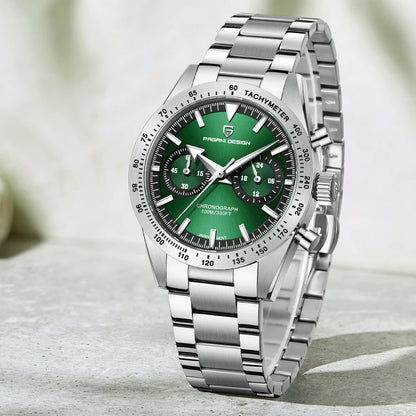 Pilot Sports Chronograph Watch for Men – Stainless Steel Quartz Waterproof Wristwatch