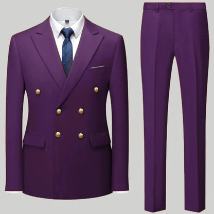 Men Classical Korean Style 2 Pcs Suit Set